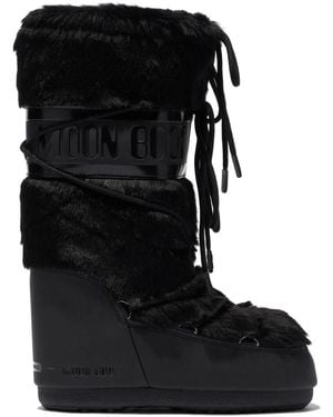 Moon Boot Icon Boots In Faux Fur - Black