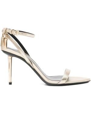 Tom Ford Ankle-Strap Padlock 90 Mid Heel Sandals - White