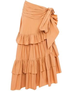 Chloé Long Skirt With Ruffles - Orange