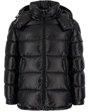 Moncler Short Maire Down Jacket With Hood - Black