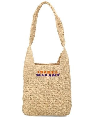 Isabel Marant Praia Small Raffia Shoulder Bag - White