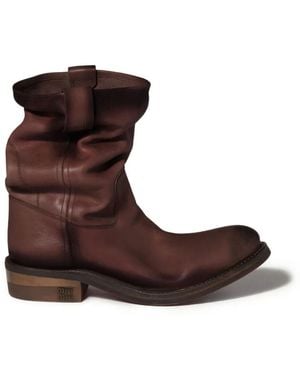 Miu Miu Foule Aged Look Leather Booties - Brown
