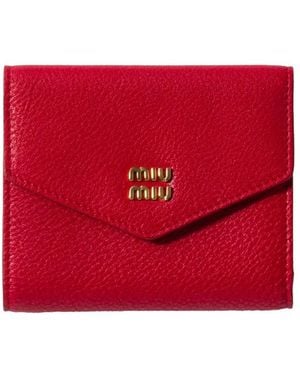 Miu Miu Small Leather Wallet Accessories - Red