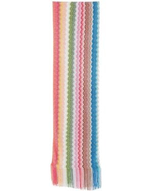 Missoni Zig-Zag Viscose Fringed Scarf - White