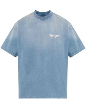 Balenciaga Political Campaign Medium Fit T-Shirt - Blue