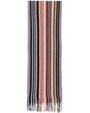 Missoni Zig-Zag Knit Scarf With Fringes - Multicolour