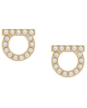 Ferragamo Gancini Pearls Earrings - White