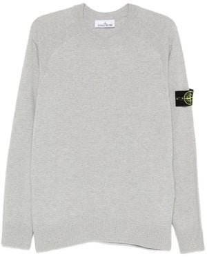 Stone Island Lightweight Wool Crew Neck Jumper With Raglan Sleeves - Grey