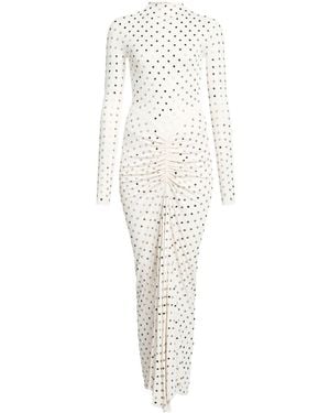 Alaïa Gathered Crystal-Embellished Jersey Midi Dress - White