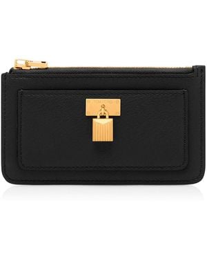 Tom Ford Natural Grain Leather Padlock Zipped Card Holder - Black