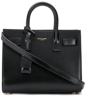 Saint Laurent Elegant Leather Mini Shopping Handbag - Black