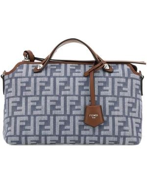 Fendi By The Way Soft Medium Denim-Effect Ff Jacquard Bag - Blue