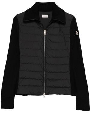 Moncler Wool Padded Cardigan With Zipper - Black