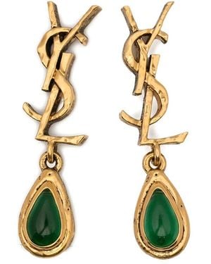 Saint Laurent Cassandre Cabochon Drop Earrings - Metallic