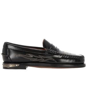 Sebago Dan El Paso Embroidered Leather Loafers - Black
