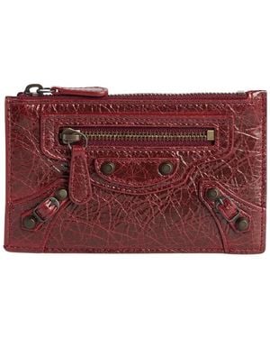 Balenciaga Long Coin And Card Holder Le City In Arena Leather - Purple
