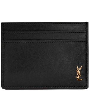 Saint Laurent Tiny Cassandre Credit Card Case - Black
