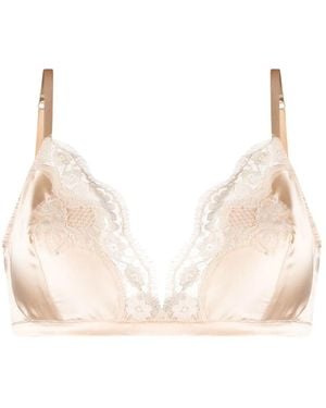 Dolce & Gabbana Dolce & Gabbana Soft-Cup Satin Bra With Lace Detailing - Natural