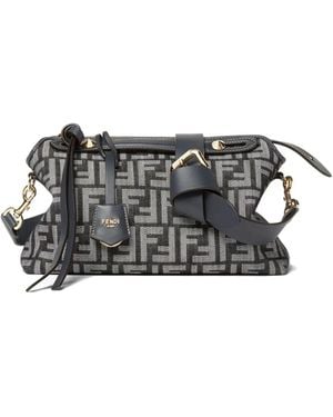 Fendi By The Way Soft Medium Denim-effect Ff Jacquard Bag - Grey