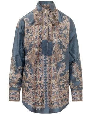 Zimmermann Valiant Silk Paisley Shirt - Blue