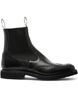 Tricker's Henry Chelsea Boots With Brogue Details - Black