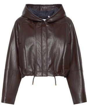 Sportmax Leather Bomber Jacket - Brown