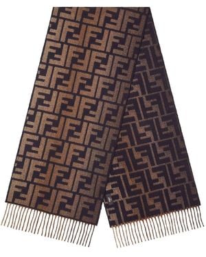 Fendi Faded-Effect Ff Jacquard Wool And Cashmere Scarf - Purple