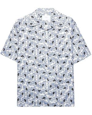 Prada Freesia-Print Cotton Blend Bowling Shirt - White