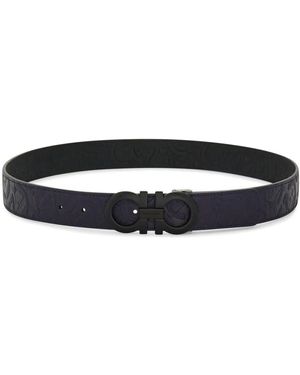 Ferragamo Cintura Gancini Reversibile - Nero