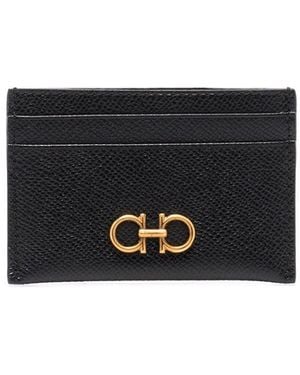 Ferragamo Card Holder Gancini Calf Leather Wallets & Purses - Black
