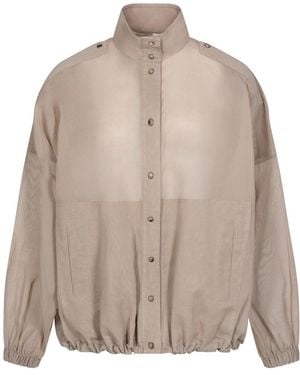 Brunello Cucinelli Transparent Cotton Bomber Jacket - Brown