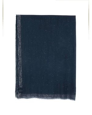 Faliero Sarti Glitter-Effect Frayed Scarf - Blue