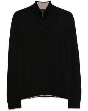 Paul & Shark Lightweight Wool Half-Zip Jumper - Black