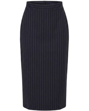 Givenchy Wool Striped Midi Skirt - Blue