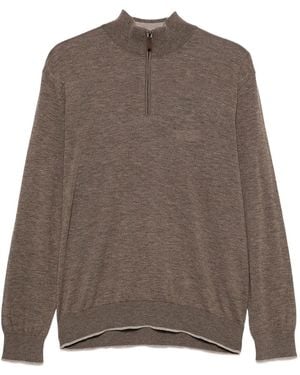 Paul & Shark Half-Zip Feather Wool Jumper - Brown