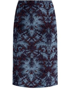 Etro Damask-pattern Velvet Midi Skirt - Blue