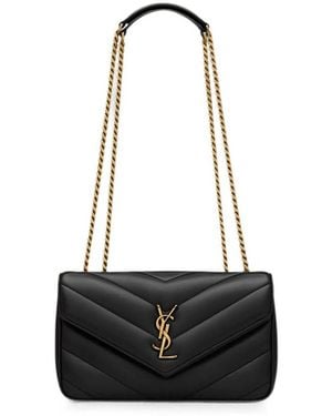 Saint Laurent Small Loulou Quilted Leather Shoulder Bag - White