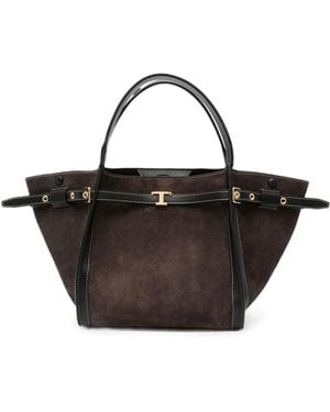 Tod's Small T Timeless Suede Bag - Black