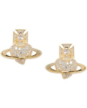 Vivienne Westwood Valentine's Agnatha Earrings With Crystal Decoration - Metallic
