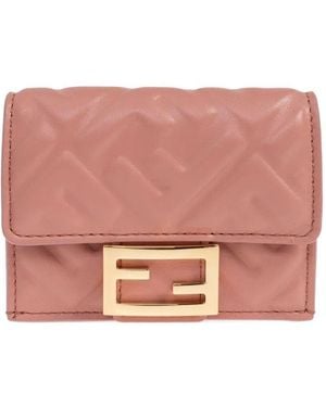 Fendi Baguette Micro Leather Wallet - Pink
