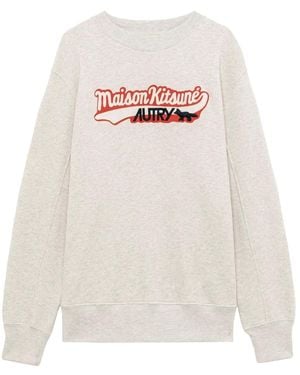 Autry X Maison Kitsuné Logo Print Crewneck Sweatshirt - White