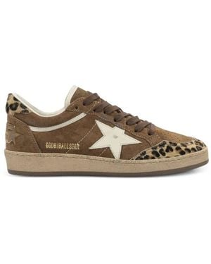Golden Goose Ball Star Suede Trainers With Horsy Details And Leather S - Brown