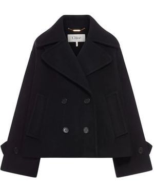 Chloé Oversized Short Wool Coat - Black