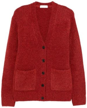 Dries Van Noten Alpaca Blend Cardigan With V-Neck - Red