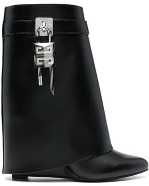 Givenchy Shark Lock 90 Leather Ankle Boots - Black