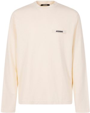 Jacquemus T-Shirt Gros Grain A Maniche Lunghe-Uomo - Neutro