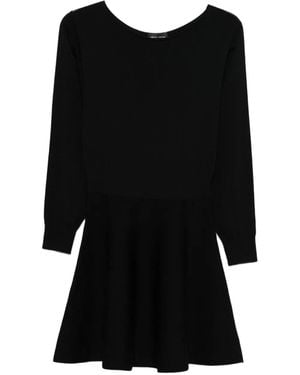 Roberto Collina Long-Sleeved Wool Flared Dress - Black