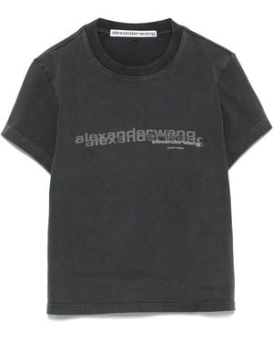 Alexander Wang Cotton Shrunken Logo T-shirt - Black