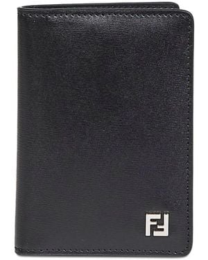 Fendi Ff Squared Leather Card Holder - Black