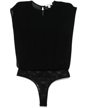 Alaïa Alaã¯A Georgette Bodysuit Top - Black